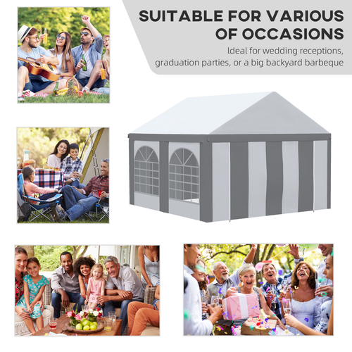 4 x 4m Party Tent, Marquee Gazebo with Sides, Four Windows and Double Doors - Cheap Tent