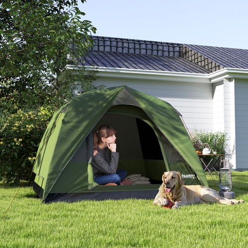Outsunny 3-4 Person Camping Tent, Waterproof Tent - Cheap Tent