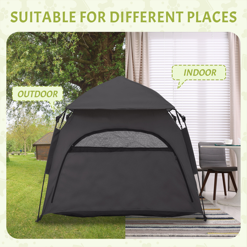 PawHut Foldable Dog Cat Tent with Waterproof Oxford Cloth, Carry Bag, Grey - Cheap Tent