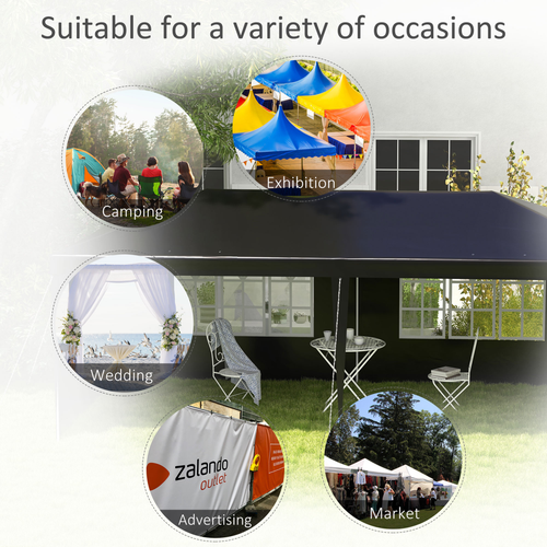 6m x 3m Garden Gazebo Marquee Canopy Party Tent Canopy Patio Black - Cheap Tent