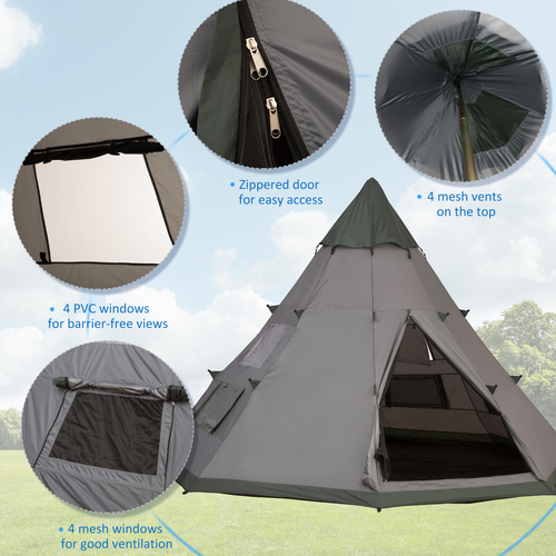 6-7 Person Large Family Party Camping Tent Carrying Bag, Mesh Window Outsunny - Cheap Tent