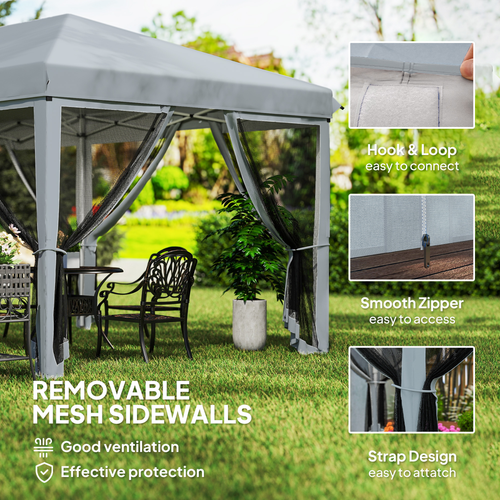 6 x 3m Pop Up Party Tent Canopy with 6 Removable Sidewalls Grey - Cheap Tent