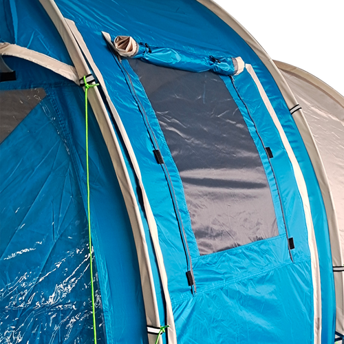 3-4 Persons Tunnel Tent, Two Room Camping Tent w/ Windows, Blue - Cheap Tent