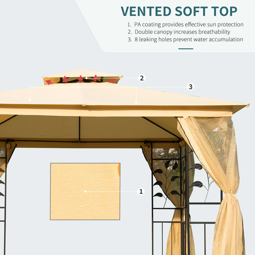 3x3 m Double Top Gazebo-Beige - Cheap Tent