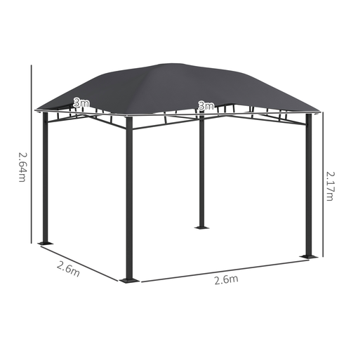 Outsunny 3x3(m) Outdoor Patio Gazebo Pavilion Canopy Tent Steel Frame Grey - Cheap Tent