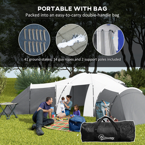 Outsunny Large Camping Tent with 3 Bedroom, Living Area and Porch for 6-9 Man - Cheap Tent