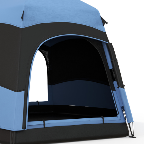 Outsunny 4 Person Pop Up Tent Camping Festival Hiking Shelter Family Blue&Black - Cheap Tent