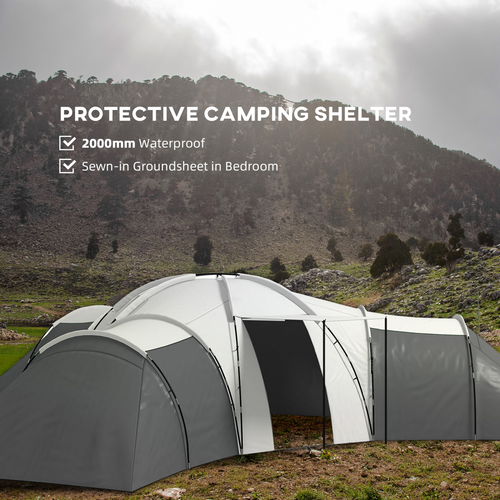 Outsunny Large Camping Tent with 3 Bedroom, Living Area and Porch for 6-9 Man - Cheap Tent