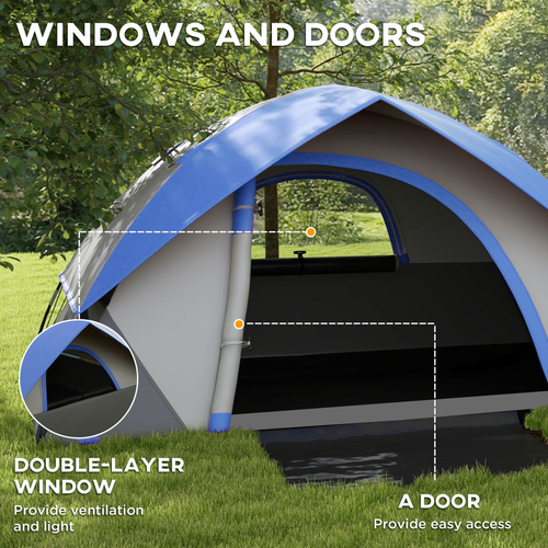 Outsunny 2 Man Camping Tent w/ Sewn-in Groundsheet, 3000mm Waterproof - Cheap Tent