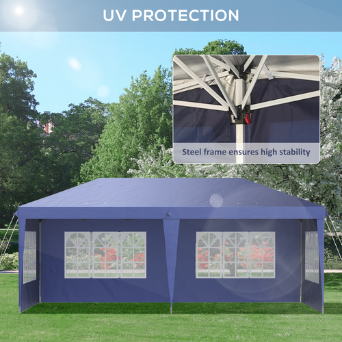 3 x 6m Heavy Duty Gazebo Marquee Party Tent with Storage Bag Blue - Cheap Tent