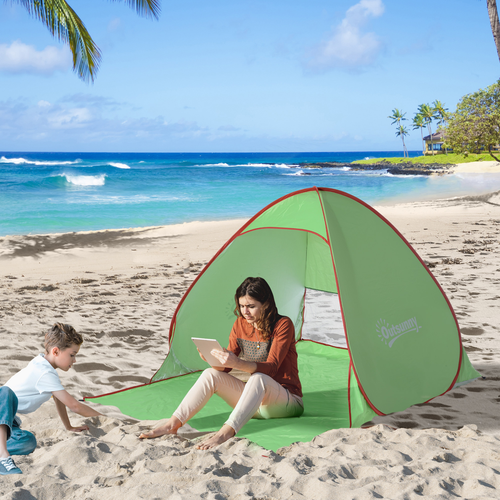 Beach Tent Instant Camping Pop up Tent Sun Shade Shelter, Green Outsunny - Cheap Tent