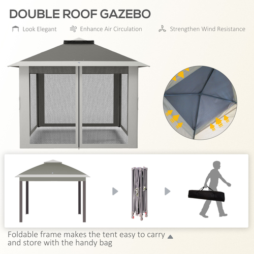 Outsunny Pop Up Gazebo Height Adjustable Canopy Tent w/ Carrying Bag, Dark Grey - Cheap Tent