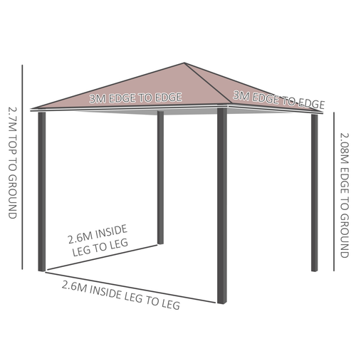 Outsunny 3m x 3m Garden Metal Gazebo Marquee Party Tent Canopy Shelter Pavilion - Cheap Tent