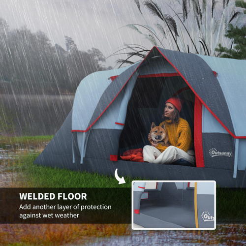 Outdoor Camping Tent For 5-6 W/ Bag, Fiberglass & Steel Frame Outsunny - Cheap Tent