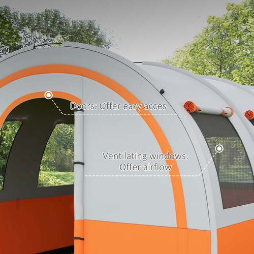 Outsunny Camping Tent, 3000mm Waterproof Family Tent for 5-6 Man, Grey and Blue - Cheap Tent