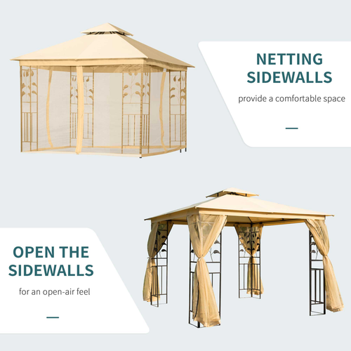 3x3 m Double Top Gazebo-Beige - Cheap Tent