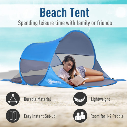 Portable Automatic Pop Up Beach Tent Outdoor Camp Shelter Blue Outsunny - Cheap Tent