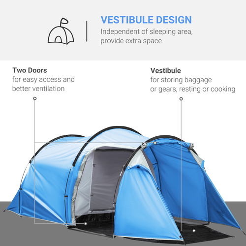 3 Man Camping Tent w/ 2 Rooms Porch Vents Rainfly Weather-Resistant Outsunny - Cheap Tent