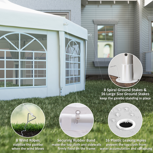 Outsunny 6.8 x 5m Garden Octagonal Gazebo Party Wedding Tent Heavy Duty Marquee - Cheap Tent