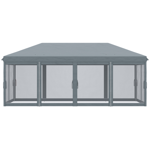 6 x 3m Pop Up Party Tent Canopy with 6 Removable Sidewalls Grey - Cheap Tent