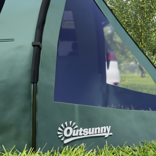 Outsunny 3-4 Persons Tunnel Tent, Two Room Camping Tent w/ Windows, Green - Cheap Tent