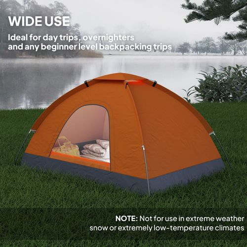 Outsunny 2-Person Dome Camping Tent with Mesh Windows & Storage Pocket - Orange - Cheap Tent