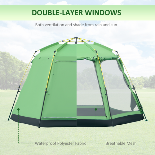 6 Person Camping Tent 2-Tier Pop-up Tent w/ Portable Carry Bag Outsunny - Cheap Tent