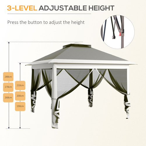 Outsunny Pop Up Gazebo Height Adjustable Canopy Tent w/ Carrying Bag, Dark Grey - Cheap Tent