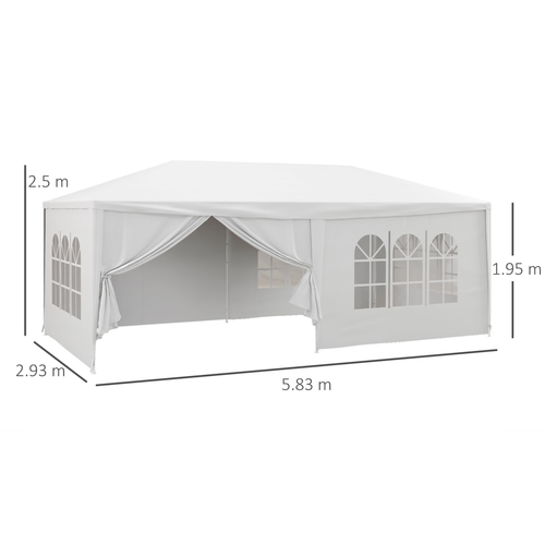 Outsunny 6 x 3(m) Outdoor Gazebo Canopy Party Tent with 6 Removable Side Walls - Cheap Tent