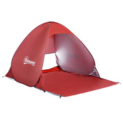 Beach Tent Instant Camping Pop up Tent Sun Shade Shelter, Red Outsunny - Cheap Tent