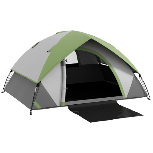 Outsunny 4-5 Man Camping Tent with Sewn-in Groundsheet, 3000mm Waterproof, Green - Cheap Tent