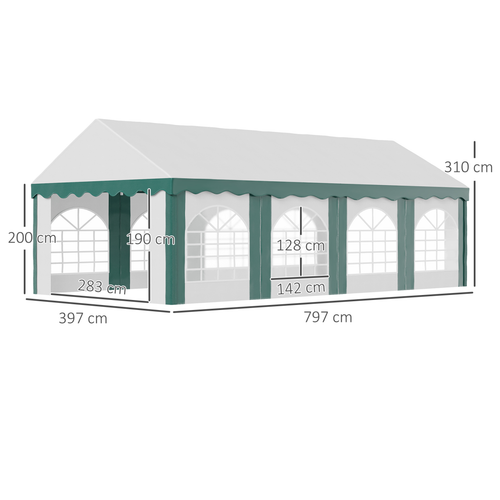 8 x 4m Marquee Gazebo, Party Tent with Double Doors for Wedding and Events - Cheap Tent