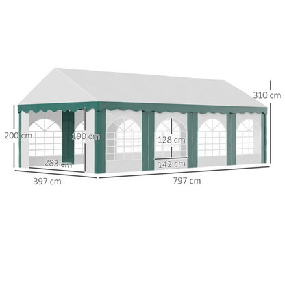 8 x 4m Marquee Gazebo, Party Tent with Double Doors for Wedding and Events - Cheap Tent