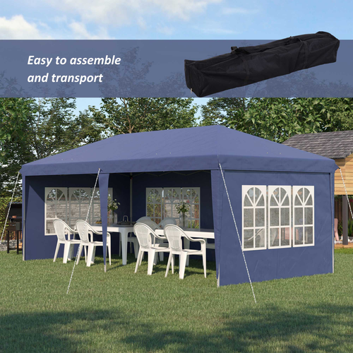 3 x 6m Heavy Duty Gazebo Marquee Party Tent with Storage Bag Blue - Cheap Tent