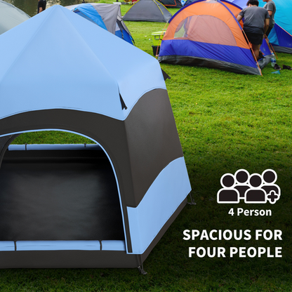 Outsunny 4 Person Pop Up Tent Camping Festival Hiking Shelter Family Blue&Black - Cheap Tent