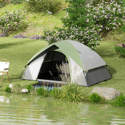 Outsunny 4-5 Man Camping Tent with Sewn-in Groundsheet, 3000mm Waterproof, Green - Cheap Tent