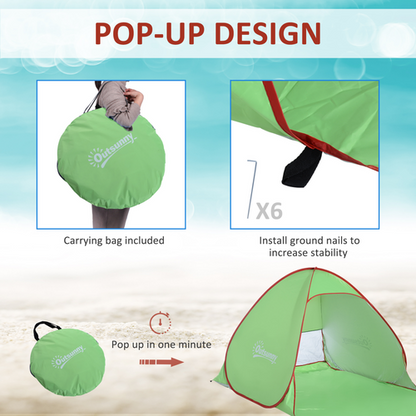 Beach Tent Instant Camping Pop up Tent Sun Shade Shelter, Green Outsunny - Cheap Tent