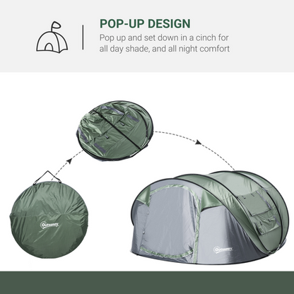 Camping Tent Dome Tent Pop-up Design with 4 Windows for 4-5 Person Outsunny - Cheap Tent