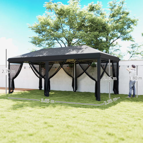 Outsunny 6 x 3(m) Pop Up Party Tent Canopy with 6 Removable Sidewalls - Cheap Tent