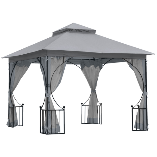 Gazebo Party Tent Canopy Sun Shade for Patio Garden Light Grey 3x3(m) Outsunny - Cheap Tent