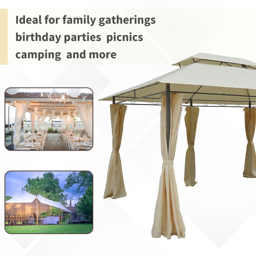 Metal Gazebo Curtains 4x3m Canopy Party Tent Garden Pavillion Patio Shelter - Cheap Tent