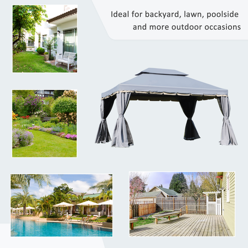 Outsunny 3x4m 2-Tier Gazebo Aluminium Garden Marquee Party Tent - Cheap Tent
