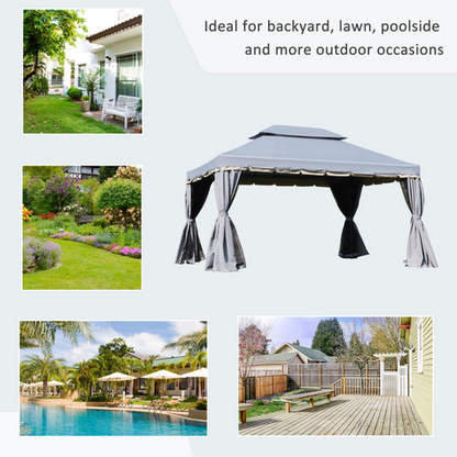 Outsunny 3x4m 2-Tier Gazebo Aluminium Garden Marquee Party Tent - Cheap Tent