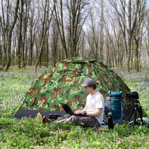 Camping Tent for 2 Person Dome Tent w/ Storage Pocket Multicoloured Outsunny - Cheap Tent