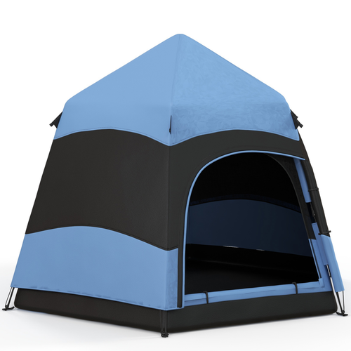 Outsunny 4 Person Pop Up Tent Camping Festival Hiking Shelter Family Blue&Black - Cheap Tent