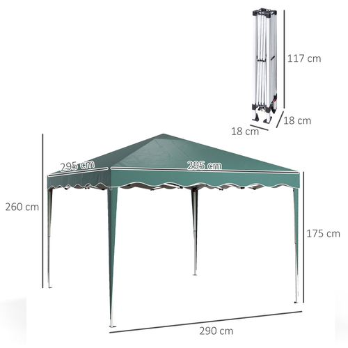 Outsunny 3x3(m) Pop Up Gazebo Marquee Tent for Garden w/ Carry Bag Green - Cheap Tent