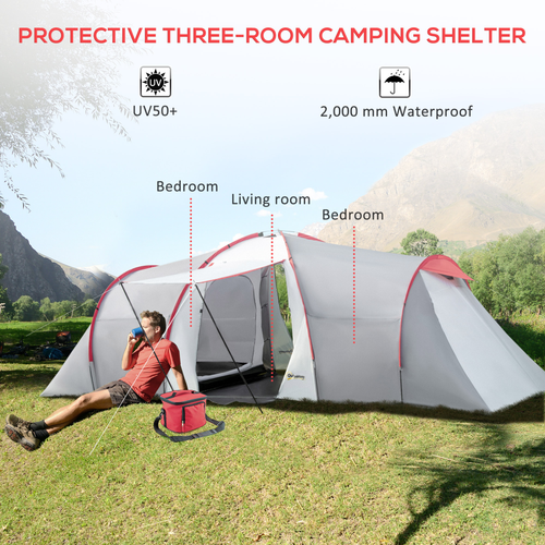 4-6 Person Camping Tent with 2 Bedroom, Living Area and Vestibule - Cheap Tent