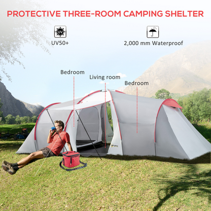 4-6 Person Camping Tent with 2 Bedroom, Living Area and Vestibule - Cheap Tent