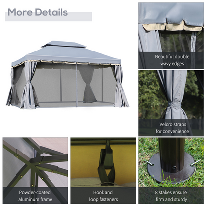 Outsunny 3x4m 2-Tier Gazebo Aluminium Garden Marquee Party Tent - Cheap Tent