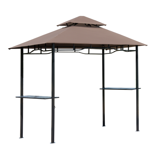 Outsunny 8ft Double-Tier Gazebo Grill Canopy Tent Shelter-Coffee - Cheap Tent
